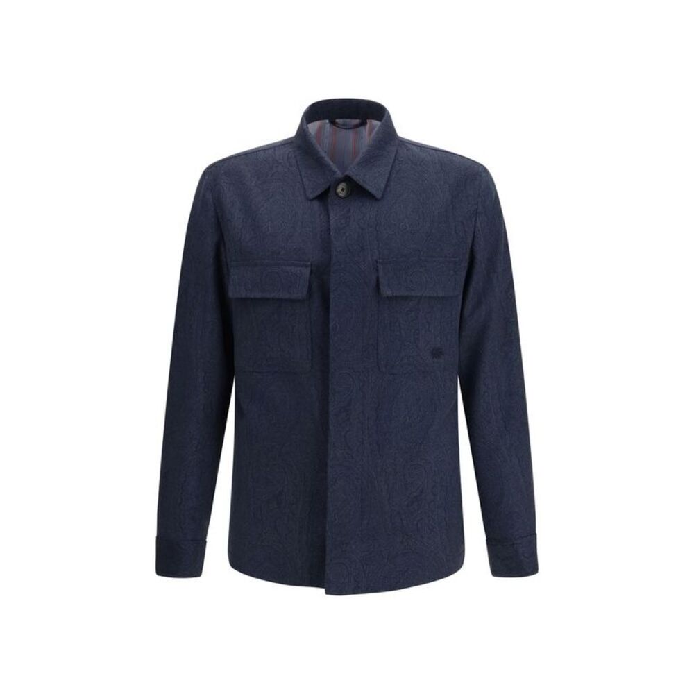 Etro Blue Wool Oves Aries Full-Length Men's Jacket